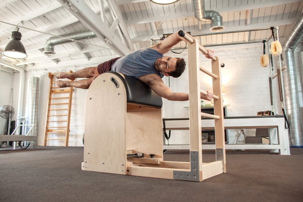 Contrology Ladder Barrel in Pilates studio, enhancing stretching.