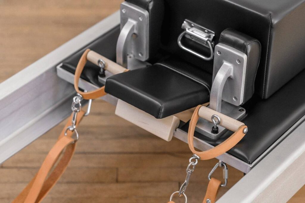 Close-up of the Contrology Box with durable black upholstery.