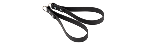 Durable nylon and PVC Pilates loops with metal D-ring attachment.