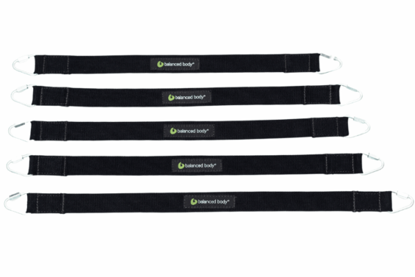 Balanced Body Footstraps with carabiners for Pilates reformers.