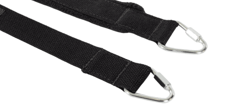 Durable Pilates strap with carabiner fastening in various lengths.