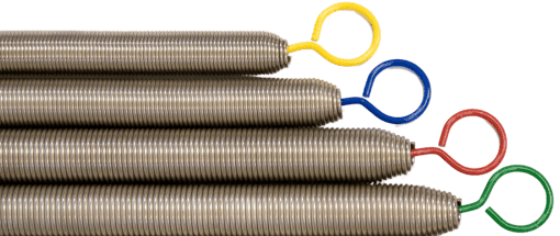 Close-up of patented springs for Reformers with colored loops.