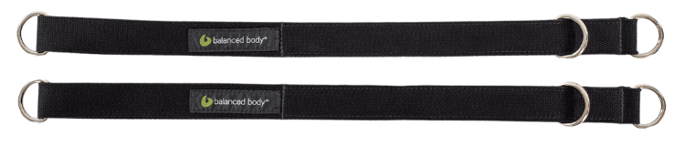 Balanced Body Cotton Straps with Metal D-Ring Loops Balanced Body black cotton straps with metal D-ring loops.