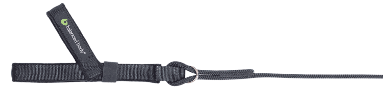 Balanced Body foot strap with Velcro loop for Pilates equipment.