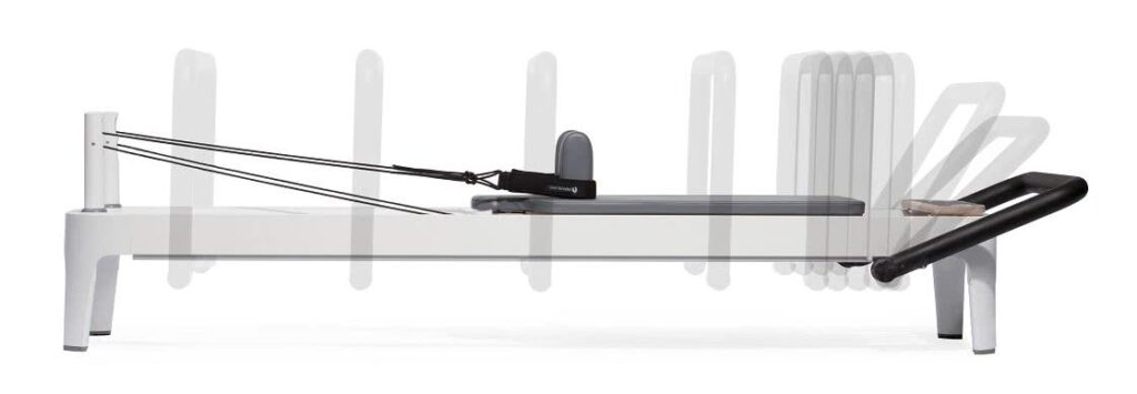 NEW EasySet Footbar on Balanced Body Reformer Balanced Body reformer with NEW EasySet footbar in multiple positions