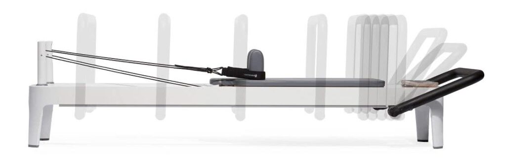 Balanced Body EasySet footbar showing adjustable positions on a reformer.
