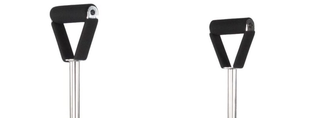 Ergonomic handles for Pilates chair with adjustable height feature.