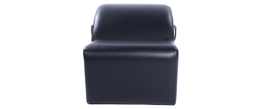 Black Pilates barrel with contoured shape and metal handles.