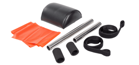 Pilates accessory set with pillow, resistance band, and supports